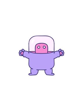 Yıldız patlaması etkisi, el çizimi, takım elbiseli bir uzaylının karalaması.