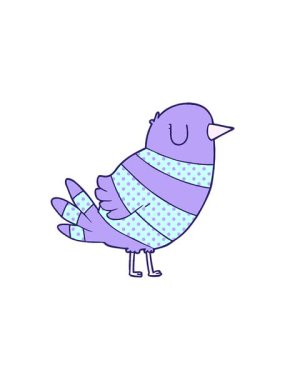 Dikkat çekici çizgi film karikatürü parlak kuş.