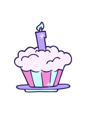 Bir karikatür karikatür doğum günü pastasının ışıltılı etkisi