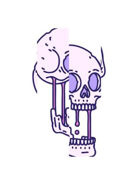 Dövmenin hareketli animasyonu geleneksel bir kafatası simgesi biçiminde