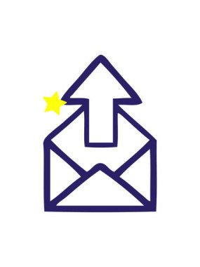 Parlayan yıldızlar, ok simgesi olan bir zarfın çizgi çiziminin animasyonunu etkiler