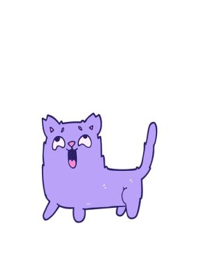 Uyanın ve çizgi film animasyonunu yüzdürün komik kedi