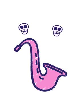 Saksafon Tebeşiri Çiziminin dönen kafatası animasyonu