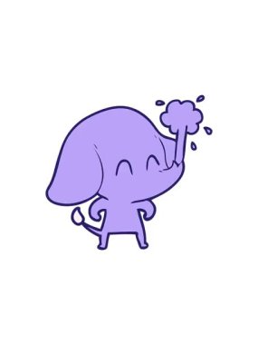 Su fışkırtan sevimli fil çizgi filinin gösterişli satış animasyonu