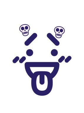 Utanç verici bir yüz simgesinin kafatası animasyonu