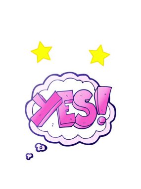 dönen yıldızlar düşünce baloncuğu çizgi filminin animasyonu Evet sembol