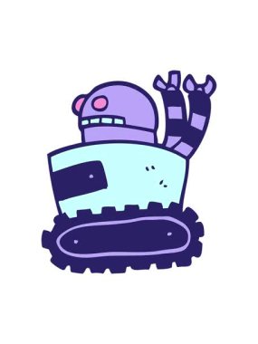 Çizgi film karalama robotunun basınçlı animasyonu