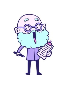 Çizgi filmdeki sakallı neşeli adamın hareketli animasyonu.