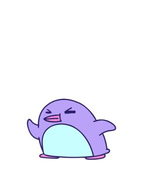 Uyanın ve karikatür animasyonunu yüzdürün. Sevimli penguen karalama kawaii.