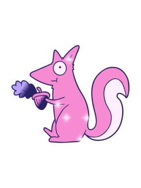 Karikatür sincabı meşe palamudu ile simli efekt