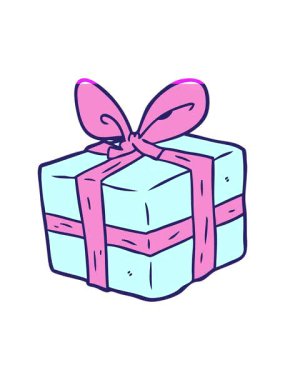 Çizgi film hediye paketinin animasyonunu aç.