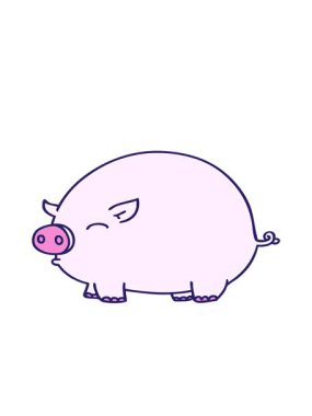 el çizimi çizgi film domuzunun hareketli animasyonu