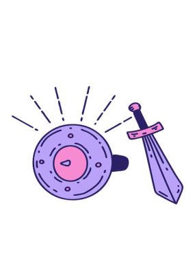 geleneksel dövme stili kalkanın ve kılıcın hareketli animasyonu