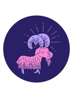 Dövme stili mutlu keçinin animasyonunu salla ve durdur