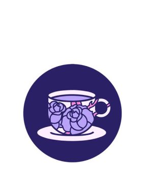 Çiçekli kahve fincanı işaretinin hareketli animasyonu