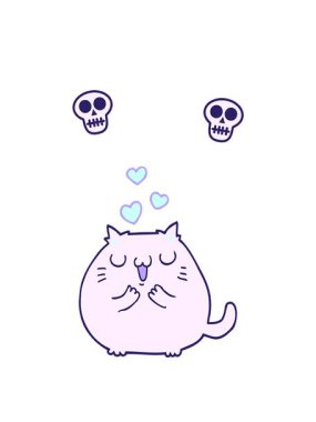 Kafataslarını döndüren, aşık kedi çizgi filmlerinin animasyonu.