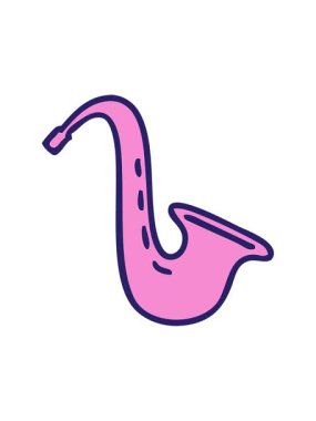 Bir müzik saksafonunun çizgi filminin basınçlı animasyonu