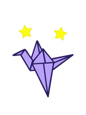 Japon yapımı katlanmış kanatlı bir vincin dönen yıldızları.