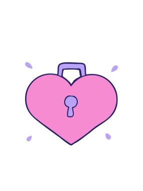 Yanıp sönen radyan çizgileri karikatür aşk kalbinin canlanması kilit ile