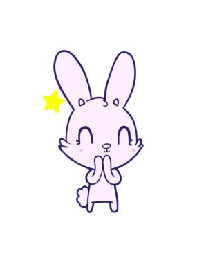 Parlayan yıldızlar, sevimli bir tavşan çizgi film görüntüsünün animasyonunu etkiler.