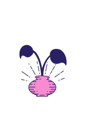 Vazodaki geleneksel dövme stili ev bitkisinin canlandırmasının zıplama hareketi