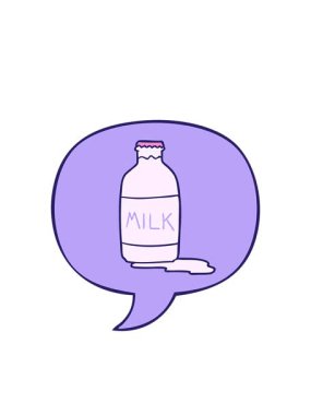 Yanıp sönen radyal çizgiler konuşma baloncuklu taze sütün çizgi film animasyonu