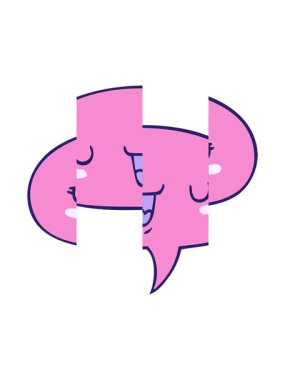 Konuşma baloncuklu sevimli mutlu yüz çizgi filminin bölünmüş hareket animasyonu