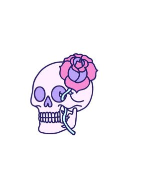 horizontally vibrating animation of a skull and rose