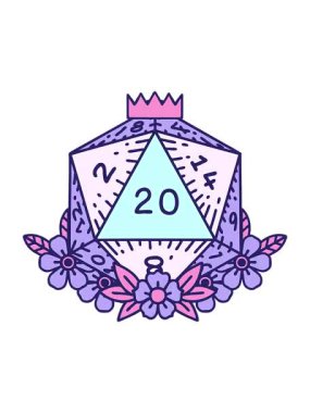 doğal 20 D20 zarının çiçek elementli animasyonunu bob ve duraklat