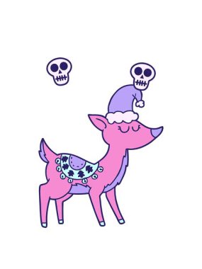 Çizgi film ren geyiğinin kafatası animasyonu