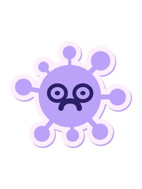 Üzgün bakışlı virüs çıkartmasının hareketli animasyonu