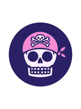 Bir korsan kafatasının sembolik dövme görüntüsünün dikkat çekici animasyonu