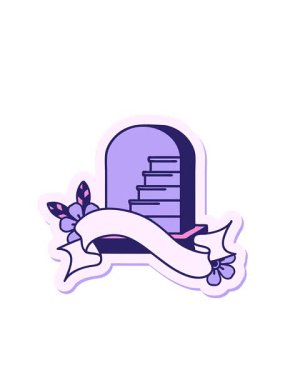 Yanıp sönen radyal çizgiler. Mezar taşı pankartıyla dövme stilisti.