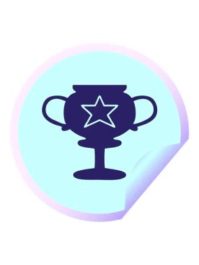 Altın bir kupanın dairesel soyulmuş çıkartma karikatürünün titreyen hareketi.