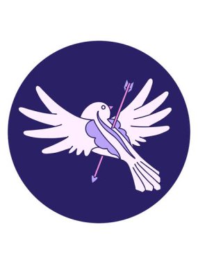 Okla delinmiş güvercin ikonik dövme görüntüsünün hareketli animasyonu