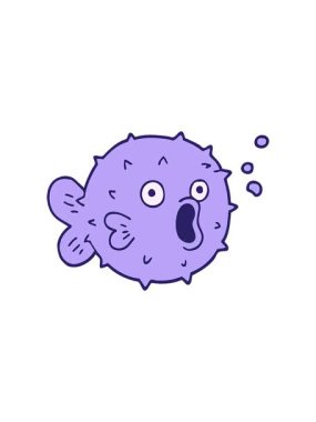 karikatür karalama üfleme balığının dönen hareketli animasyonu