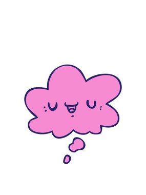 Düşünce baloncuklu mutlu çizgi film suratının zıplama hareketi