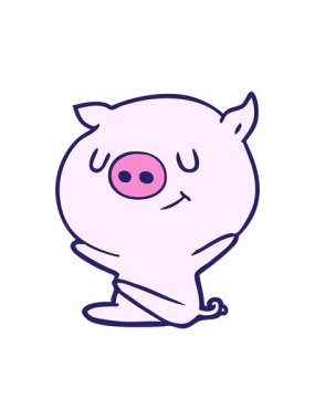 Gülümseyen çizgi film domuzunun basınçlı animasyonu