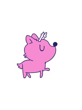 Kawaii şirin geyiğinin çizgi film çiziminin yatay titreşimli animasyonu