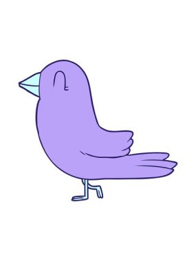 Tatlı bir kuşun retro çizgi filminin hareketli animasyonu