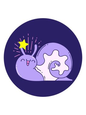 Parlayan yıldızlar dövme stili mutlu salyangozun animasyonunu etkiler.