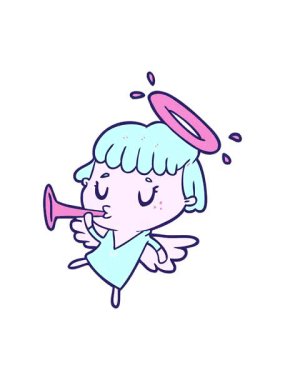 Tatlı çizgi film meleğinin dönen hareketli animasyonu