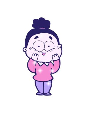 Çizgi filmdeki mutlu yaşlı kadının ışıltı etkisi.