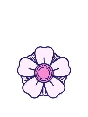 Geleneksel dövme stili dekoratif çiçeğin zıplama hareketi