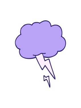 Çizgi film karalama fırtına bulutunun yıldırımlı animasyonunu renklendir