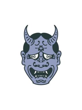 Japon tiyatro kabuki şeytan maskesinin hareketli animasyonu