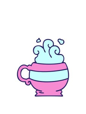 Elle çizilen tuhaf çizgi film sıcak içeceğinin animasyonunu uzatıyorum.