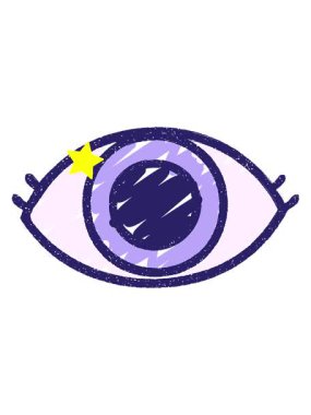 Parıldayan yıldızlar Göz Sembol Tebeşiri Çiziminin canlandırmasını etkiler