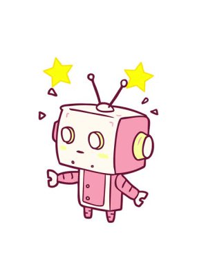 dönen yıldızların çizgi film animasyonları parlak renkli sürpriz robotlar.