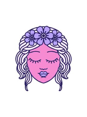 İkonik dövme tarzının hareketli animasyonu. Bakirelerin yüzü.